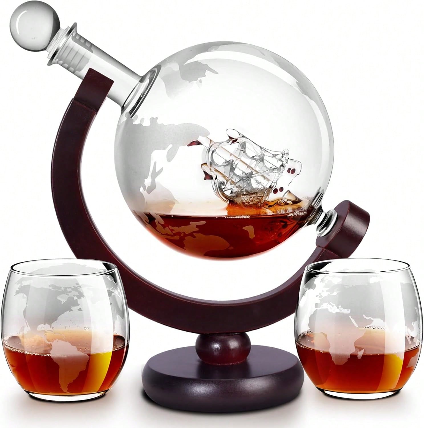 Decanter Globe Set - Set Decanter per Whisky a Forma