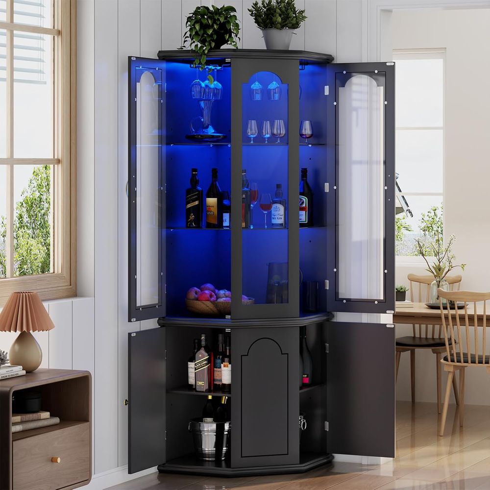 Home Bar And Cabinet - Mobile Bar Illuminato con Anta in