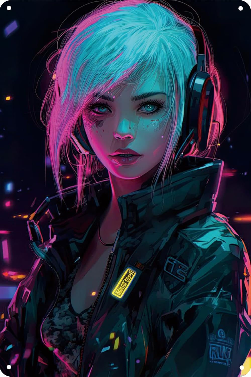 Anime Girl Neon Metallo poster - Home Bar And Restaurant recensione e prezzo